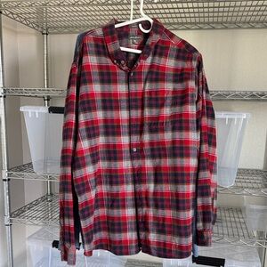Eddie Bauer Men's Red and Blue Plaid Shirt